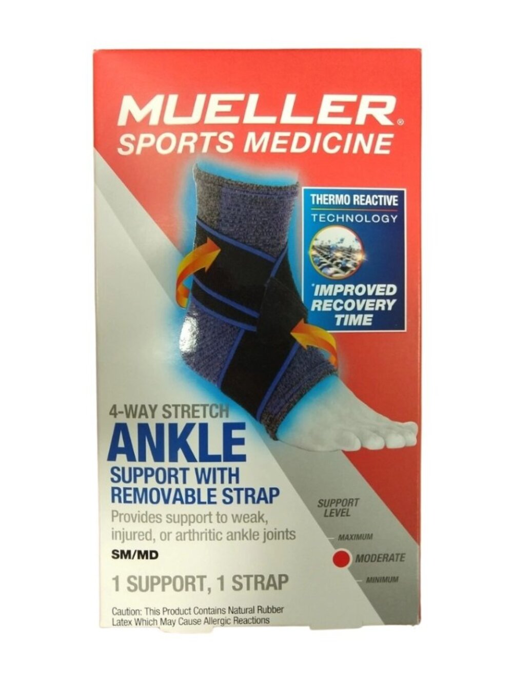 Mueller 4-Way Ankle Support W/ Removable Straps SM/MD, Moderate Support